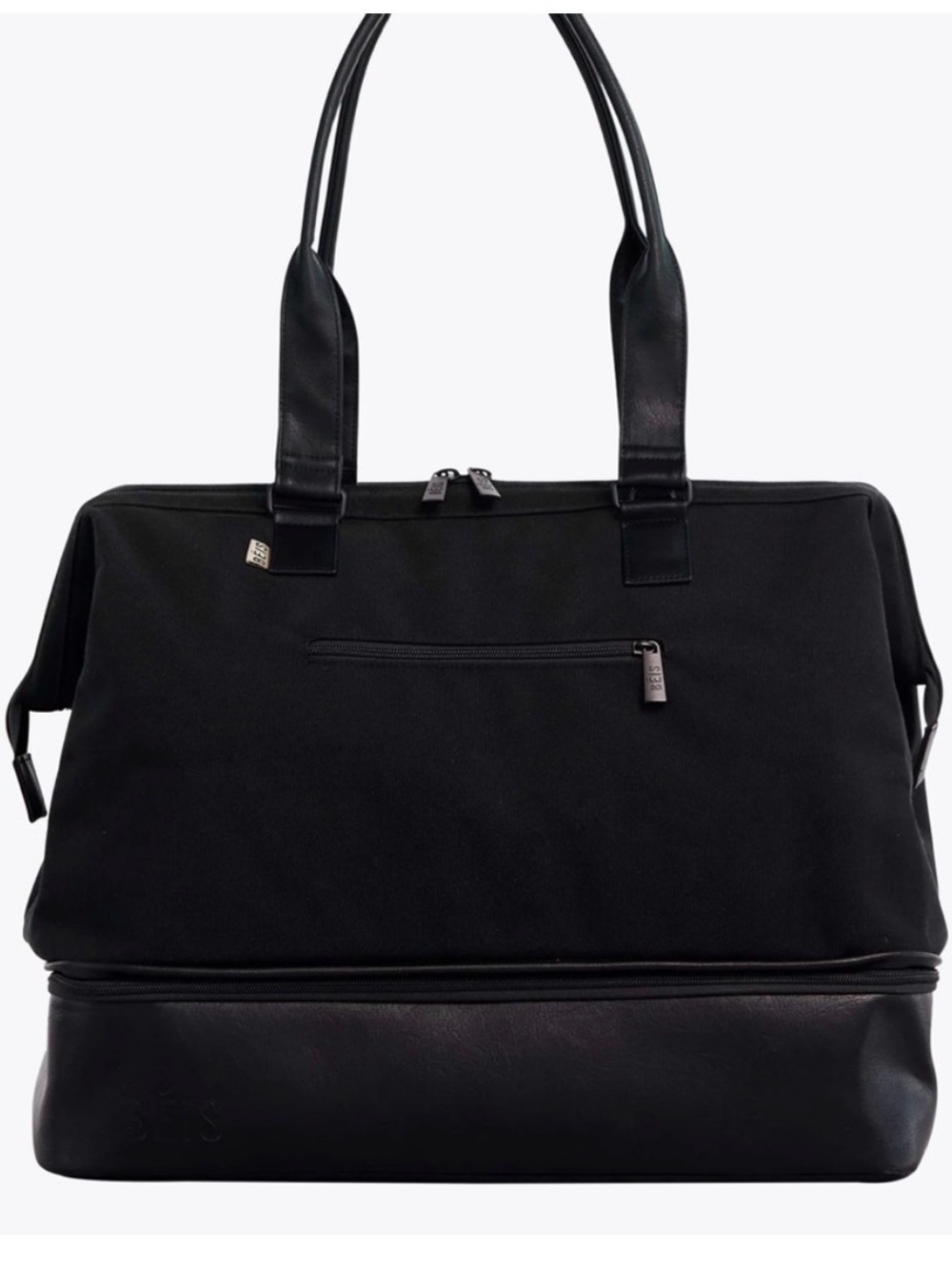 BÉIS Black 19" Expandable Duffle Bag w/ Adjustable Shoulder Strap, Solid black